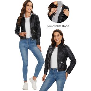 Veste en cuir véritable pour femme 2025 |   Vestes en cuir rembourrées en coton respirantes coupe-vent à manches longues pour l'hiver - Product Image 5