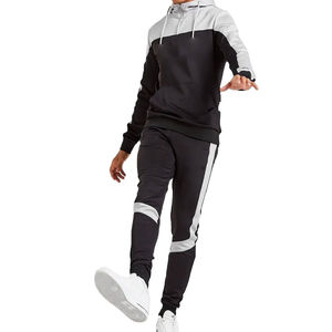 100% algodón personalizado Delgado personalizado moda ajustado impreso negro gimnasio chándal para hombres ropa deportiva ropa de sudor dos piezas deporte en blanco - Product Image 1