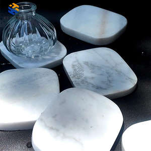 handmade <b>white</b> marble High Quality <b>coasters</b> <b>White</b> Natural Marble Stone <b>Coasters</b> Set - Product Image 2