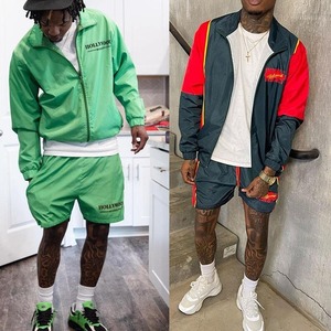 Ensembles pour hommes sur mesure Ensemble short et coupe-vent deux pièces en polyester et nylon avec fermeture éclair Ensemble short et survêtement pour hommes - Product Image 3