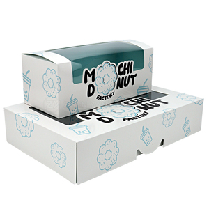 Custom Design Cardboard Take Away Donut Boxes With Window Bakery Packaging Box