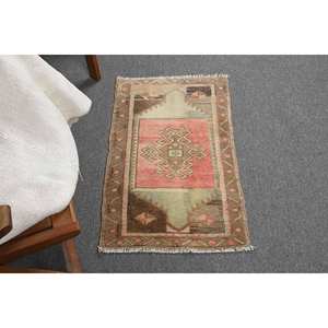 Alfombra turca Vintage estilo bohemio Beige rojo Patchwork diseño clásico área grande 1,7 X 2.7ft látex de lana para decoración de habitación de pasillo - Product Image 2