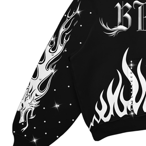 Sweat-shirt lourd surdimensionné en coton doux 100% 500 g/m², style streetwear personnalisé, avec appliqué délavé à l'acide et effet délavé au soleil - Product Image 4