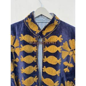 Meilleure vente femmes veste d'hiver courte à la main Suzani broderie velours matelassé taille libre fête porter rayure décoration coton - Product Image 3