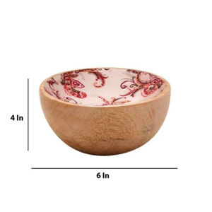 ชามเสิร์ฟอาหารทำจากไม้แท้ขนาดใหญ่ทาสีด้วยมือสีน้ำตาลและมีดีน่า - Product Image 4