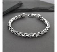 Beau bracelet en corde en argent sterling de conception contemporaine exceptionnelle fait à la main Bracelet fin de finition polie de luxe