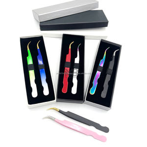 Collection de pinces à épiler au design personnalisé avec revêtement de couleur, pinces à épiler en acier inoxydable avec étiquette privée pour extensions de cils - Product Image 5