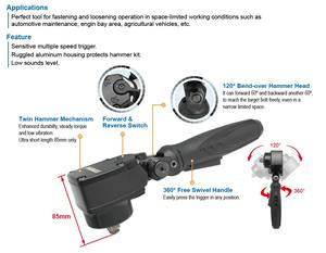 Llave de Impacto Neumática Profesional SUMAKE OEM de 1/2\" 3/8\" con Doble Martillo, 500 Nm de Torque Máximo y 1 Año de Garantía - Product Image 2