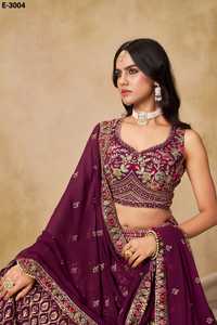 Lehenga Choli indien tendance, vêtement traditionnel en géorgette, avec des paillettes, des broderies en zari, en resham et en badla, pour les mariages - Product Image 6