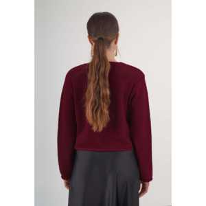 Cárdigan Borgoña para Mujer al por Mayor con Botones Adornados - Product Image 2