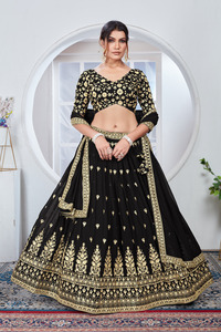 Qualité supérieure lavable fil paillettes broderie travail Faux Georgette Lehenga Choli femmes fête mariage porter indien Boutique Nx - Product Image 6