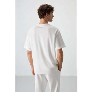 <b>Men's</b> Printed T-<b>Shirt</b>-88364 Oversized Fit Thick Textured Off-<b>White</b> Cotton 100% Jersey Fabric - Product Image 2