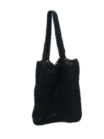 Neue Stilvolle Natürliche Umweltfreundliche Jute & Rattan Handgefertigte Handgewebte Geometrisches Muster Langlebige Schwarze Damen-Tragetasche Für Alle Jahreszeiten