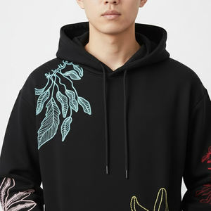 Latest Arrival Casual Wear Long Sleeve Embroidery Men Hoodies Wholesale Price Cotton Blended Oversized Men Embroidery Hoodies - Product Image 4