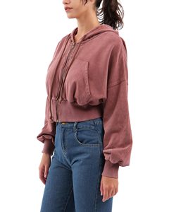 Sweat-shirts pour femmes personnalisés d'hiver, non tissés, à fermeture éclair, coupe décontractée, coton-polyester, marron, courts, pour la salle de sport, fitness, à fermeture éclair intégrale, doux et confortables - Product Image 4