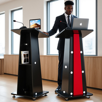 Mobilier commercial personnalisé Premium moderne verre transparent église podium école discours salle de conférence podium en verre rouge