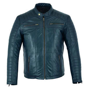 Veste en cuir véritable pour hommes, manteau bombardier élégant et ajusté, vêtements d'extérieur rétro vintage de créateur de mode, vêtements de moto décontractés - Product Image 1