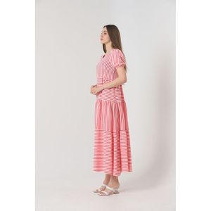 Topshow Fuchsia Striped Long Wholesale Dress - [object Object] - Product Image 2