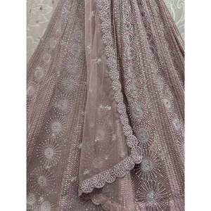 Captivating Dusty <b>Pink</b> Sequins Net Reception Wear Lehenga Choli Formal Floor-Length Ball Gown for Wedding Parties XS Size - Product Image 2