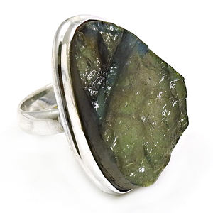 Pierre précieuse de Labradorite brute en argent sterling 925 Bague Boho de style classique Bijoux faits à la main Prix d'usine direct Fournisseurs de gros - Product Image 1