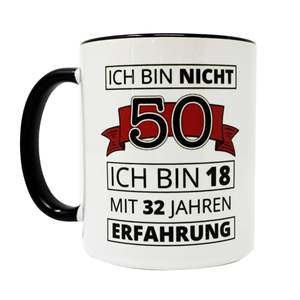 Mug fantaisie 50e anniversaire avec anse dorée, personnalisable par sublimation, compatible micro-ondes, en grès, idée cadeau de mariage - Product Image 1