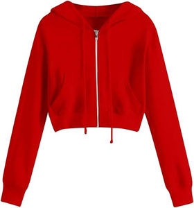 Ventes en gros de sweats à capuche courts pour femmes avec logo personnalisé, sweats à capuche courts en coton pour femmes, hauts à capuche à la mode, taille plus, design OEM - Product Image 1