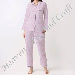 Conjunto de Pijamas de Algodón 100% para Mujer, Ropa de Dormir Suave para el Hogar, Conjunto de Pijamas de Primavera/Verano con Estampado Floral/Personajes/Letras/Estampado/Vacaciones/Árbol PJ117 - Product Image 2