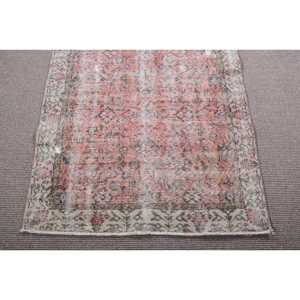 Vintage Eco Friendly Turkish <b>Wool</b> Rug 35x6.4 ft <b>Red</b> Blue Patchwork Design with Latex Backing - Product Image 5