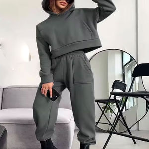 High quality Low MOQ Wholesale Sweatsuits for <b>Women</b> Thermal Tracksuit Hoodie and Jogger Sweatpants <b>Set</b> for <b>Women</b> 2025 - Product Image 5