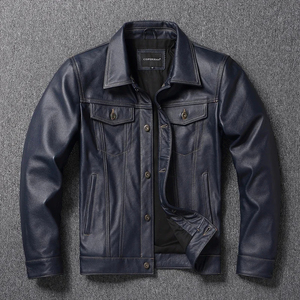 Best Men's Leather <b>Jackets</b> High Quality <b>Canvas</b> Fabric High Street Style Waterproof Breathable - Product Image 1