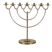 Ménorah vintage en laiton à 9 branches, style antique, chandelier de Hanouka durable, fait main, écologique pour la décoration intérieure