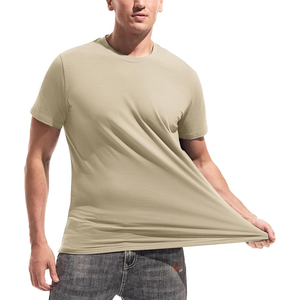 Camiseta de cuello redondo de algodón 100% de peso pesado Camiseta en blanco de punto con estampado de alta calidad de gran tamaño y personalizada para hombres - Product Image 4