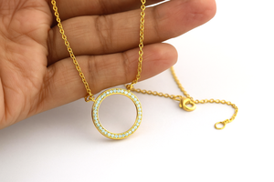 Collar de cadena de aguamarina, collar circular de plata de ley 925 para mujer, regalo de aniversario hecho a mano - Product Image 5