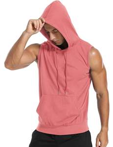 <b>Mens</b> fitted <b>sleeveless</b> gym hoodie fitness training wear for bodybuilding workout streetwear - Product Image 5