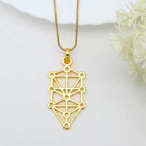 Moda 7 Chakra Reiki curación equilibrio latón oro/plata chapado étnico colgante collar mujeres/hombres Kabbalah árbol vida encantos - Product Image 3
