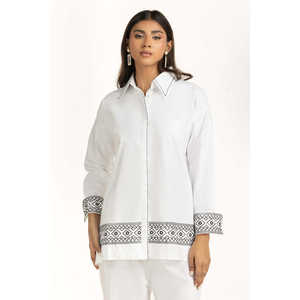 Conjunto Casual de Dos Piezas para Mujer, en Algodón Blanco con Bordado, para Primavera/Verano, Corte Holgado, con Tela Acanalada, Talla XS - Product Image 5