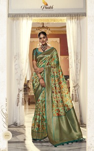 Dernier créateur Soie douce Imprimé numérique Bordure Saree Fab Zone Haute qualité Ethnique Indien Sari Dentelle Travail Adultes Fêtes Spécial - Product Image 3