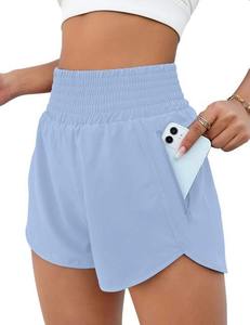 Shorts Deportivos de Yoga para Mujer, Venta al por Mayor, Logotipo Personalizado, 93% Poliéster, 7% Elastano, Cintura Alta Elástica, 2 en 1, Tejido Informal, Tallas XS-XXL - Product Image 3