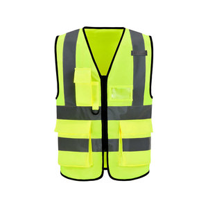 Vêtements de travail tout temps gilet de sécurité réfléchissant multi-poches fermeture éclair outil gilet Nylon personnalisable OEM Logo - Product Image 4