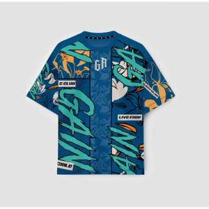 Camiseta Oversize Prism Revival Azul Imperial 100% Poliéster 230g Tejido de punto Impresión por sublimación Camiseta de fitness comprimida - Product Image 1