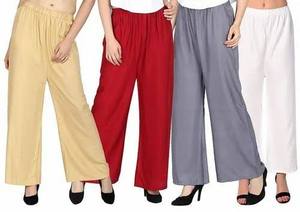 Nuevos pantalones Plazzo informales de moda para mujer, pantalones de pierna ancha holgados transpirables con cordón y volantes elásticos de Color sólido - Product Image 3