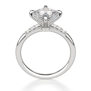 Ensemble de cerf-volant coupe coussin Ensemble pavé Bague de fiançailles Moissanite - Product Image 2