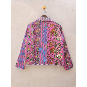 Chaqueta de invierno de mujer India hecha a mano de la mejor calidad, bloque de mano, estampado de retazos de algodón acolchado, cuello vuelto, remache transpirable - Product Image 6