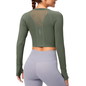 Tops cortos de entrenamiento OEM para mujer, ropa de fitness de gimnasio de tela transpirable, ropa de verano personalizada con impresión de logotipo y opciones de etiqueta privada - Product Image 2