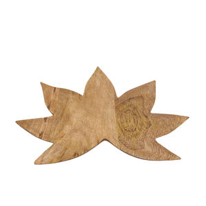 Ensemble de 3 plats en forme de feuille de mangue couleur naturelle plateau en bois d'acacia de taille moyenne pour servir la cuisine et la vaisselle de table - Product Image 5