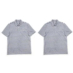 Высококачественная мужская полосатая рубашка-поло белого и синего цвета из чистого хлопка, Сделано в Италии, дизайнерская одежда