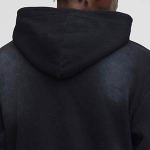 Sudaderas con capucha para hombre lavadas con logotipo personalizado negro al por mayor, sudaderas con capucha de invierno transpirables ecológicas, ropa de calle informal, sudaderas con capucha estampadas para hombre - Product Image 4