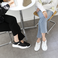 [JSHOE] Sneakers plateforme en cuir de vachette Action, 4,5 cm pour femmes, lacets, chaussures décontractées, semelle épaisse, style confortable pour la marche