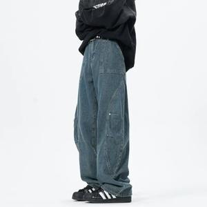 Custom Print <b>Men's</b> Denim Pants <b>High</b> Quality Cotton Light Washed Baggy Plus Size <b>Jeans</b> Pant for <b>Men</b> - Product Image 1