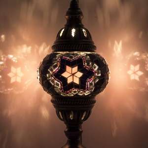 Authentiques lampes de table en verre mosaïque faites à la main turque lampe faite à la main lampe de bureau romantique lampe artisanale lampe de style anatolien - Product Image 2